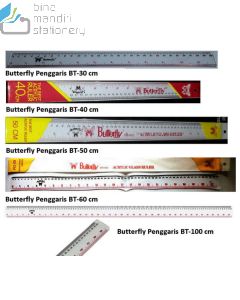 Gambar mistar plastik transparan panjang biasa Butterfly Penggaris BT-100 cm merek Butterfly